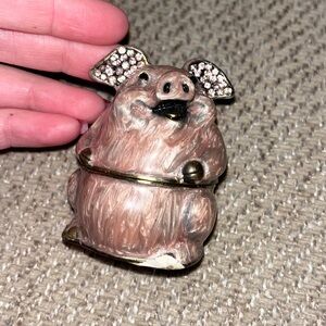 Charming Pig Figurine with Rhinestone Accents